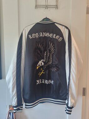 Vintage Japanese Souvenir Sukajan Jacket Reversible Eagle Embroidery Black Green